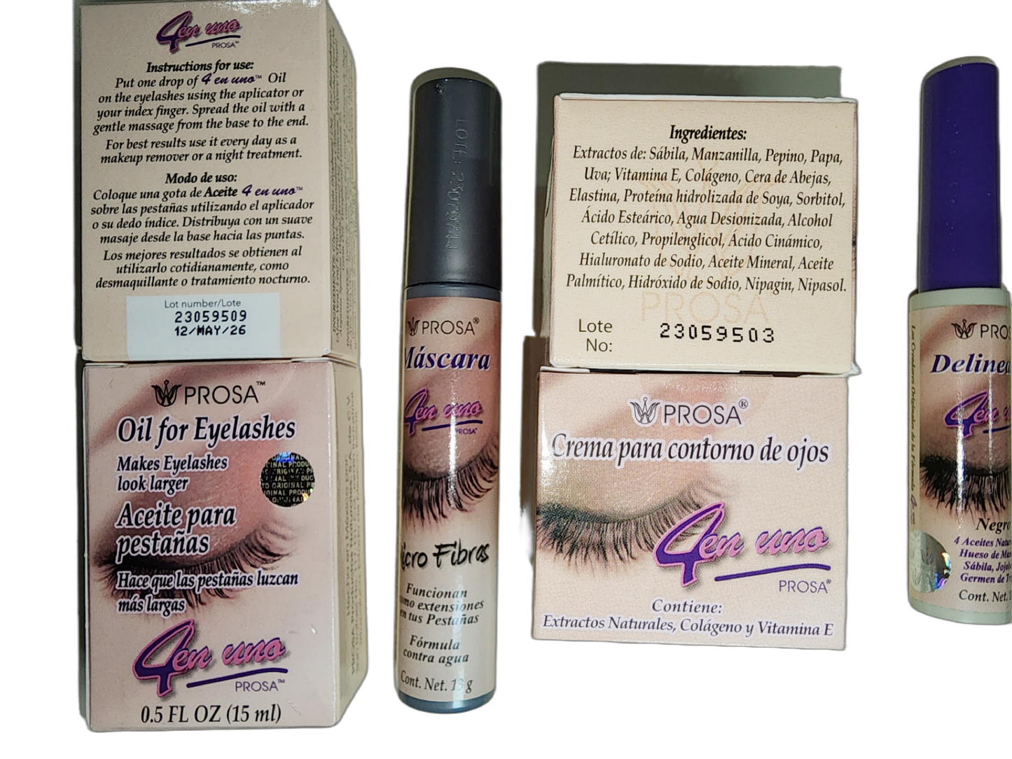 Set de Prosa 1 Rimel+1 Aceite Alarga Pestanas+1 Delineador+1 Crema Ojeras