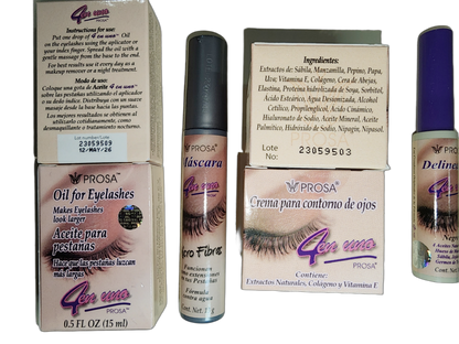 Set de Prosa 1 Rimel+1 Aceite Alarga Pestanas+1 Delineador+1 Crema Ojeras