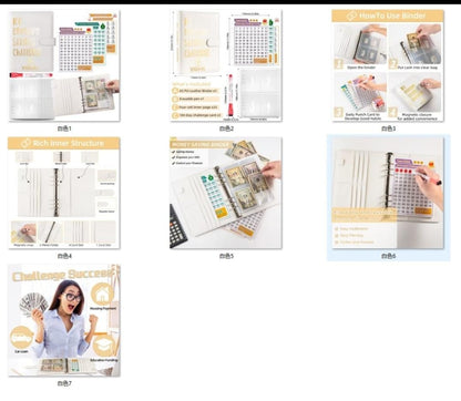 100 Envelopes Money Saving Challenge, Money Saving Binder with Zipper, 4 Levels of Difficulty in Money Saving Challenge Book, Easy and Funny Way to Money Saving with Budget Binder (White & Gold)