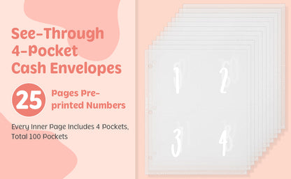 100 Envelopes Money Saving Challenge, Money Saving Binder with Zipper, 4 Levels of Difficulty in Money Saving Challenge Book, Easy and Funny Way to Money Saving with Budget Binder (White & Gold)