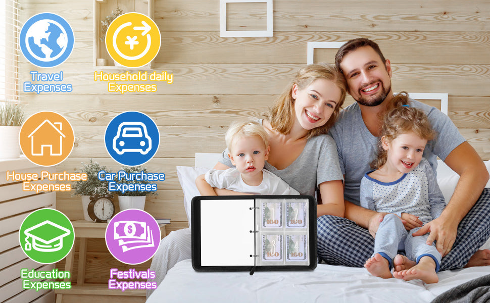 100 Envelopes Money Saving Challenge, Money Saving Binder with Zipper, 4 Levels of Difficulty in Money Saving Challenge Book, Easy and Funny Way to Money Saving with Budget Binder (White & Gold)
