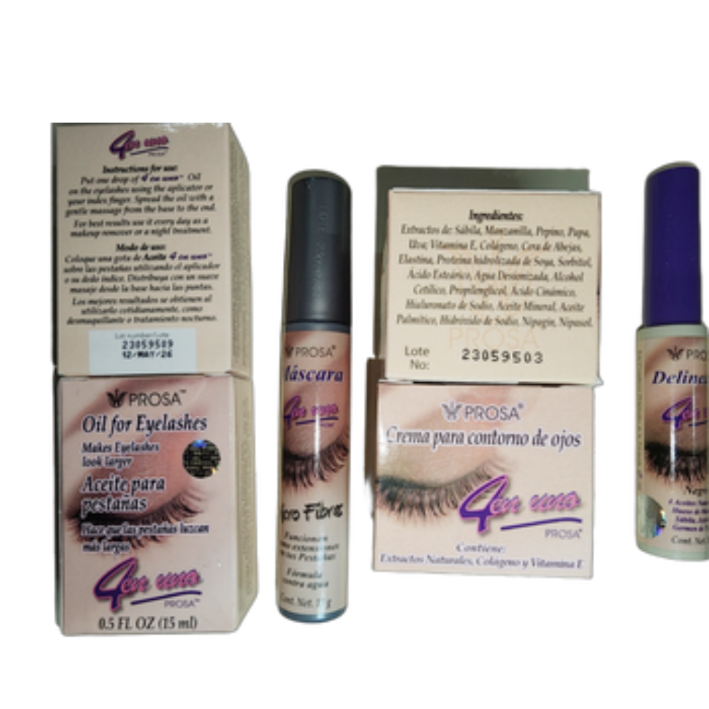 Set de Prosa 1 Rimel+1 Aceite Alarga Pestanas+1 Delineador+1 Crema Ojeras